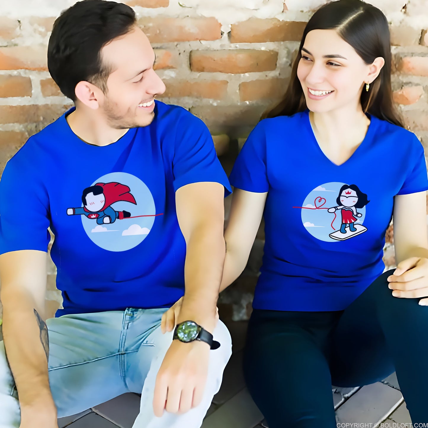 Made for Loving You™ His & Hers Matching Couple Shirt Set Blue