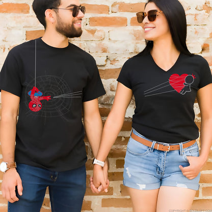 You've Captured My Heart™ His & Hers Matching Couple Shirt Set Black
