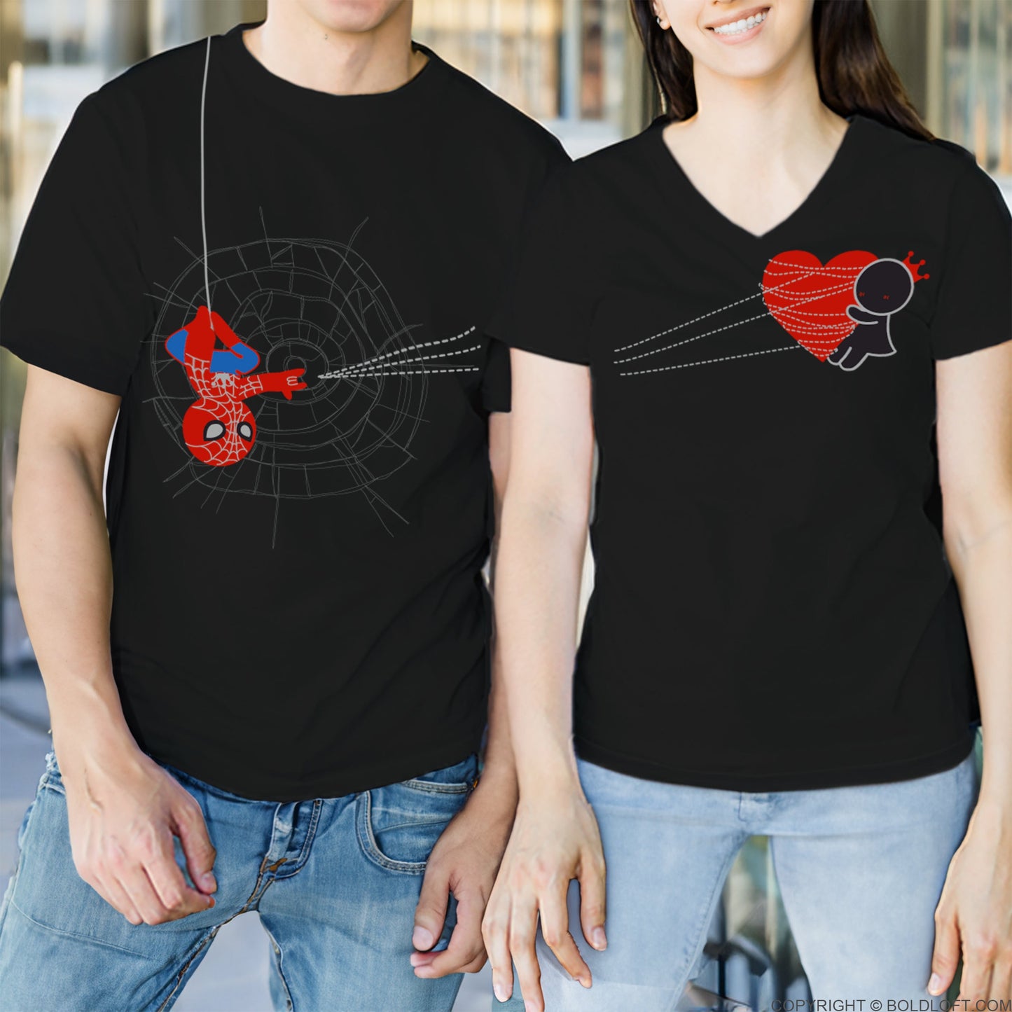 You've Captured My Heart™ His & Hers Matching Couple Shirt Set Black