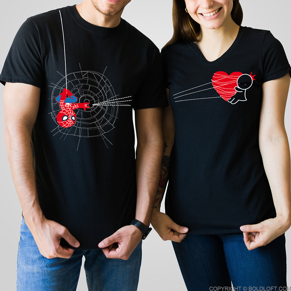 You've Captured My Heart™ His & Hers Matching Couple Shirt Set Black