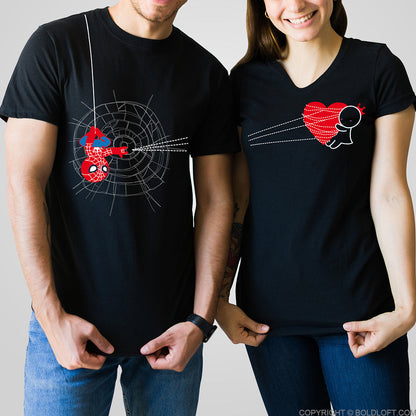 You've Captured My Heart™ His & Hers Matching Couple Shirt Set Black