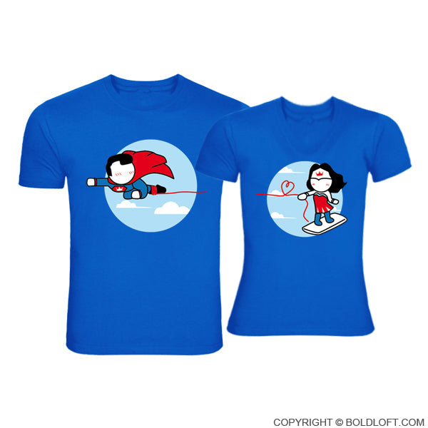 Made for Loving You™ His & Hers Matching Couple Shirt Set Blue