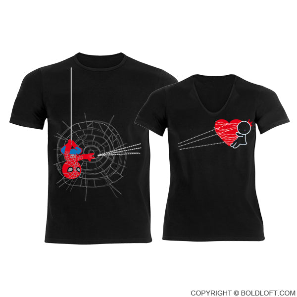You've Captured My Heart™ His & Hers Matching Couple Shirt Set Black