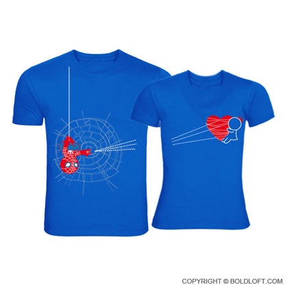 You've Captured My Heart™ His & Hers Matching Couple Shirt Set Blue